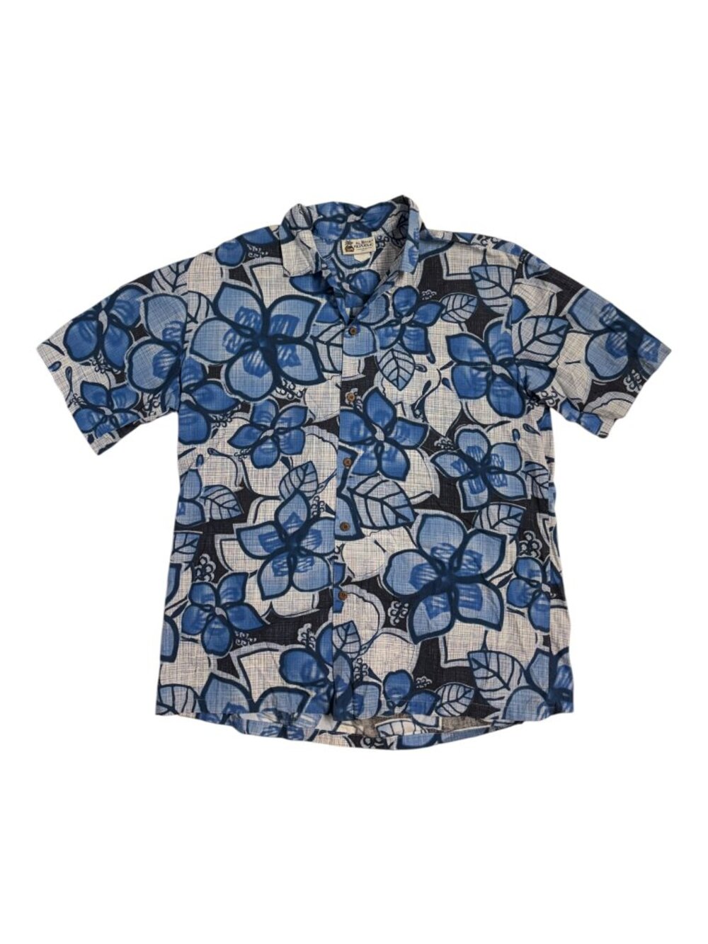 Aloha Republic Vintage Men's Blue Floral Button-up (L)